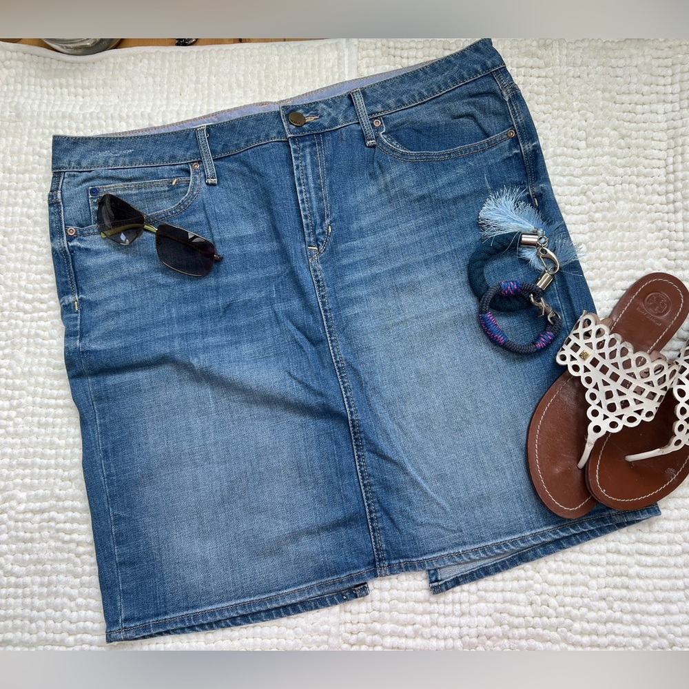 Distressed Gap Denim Skirt